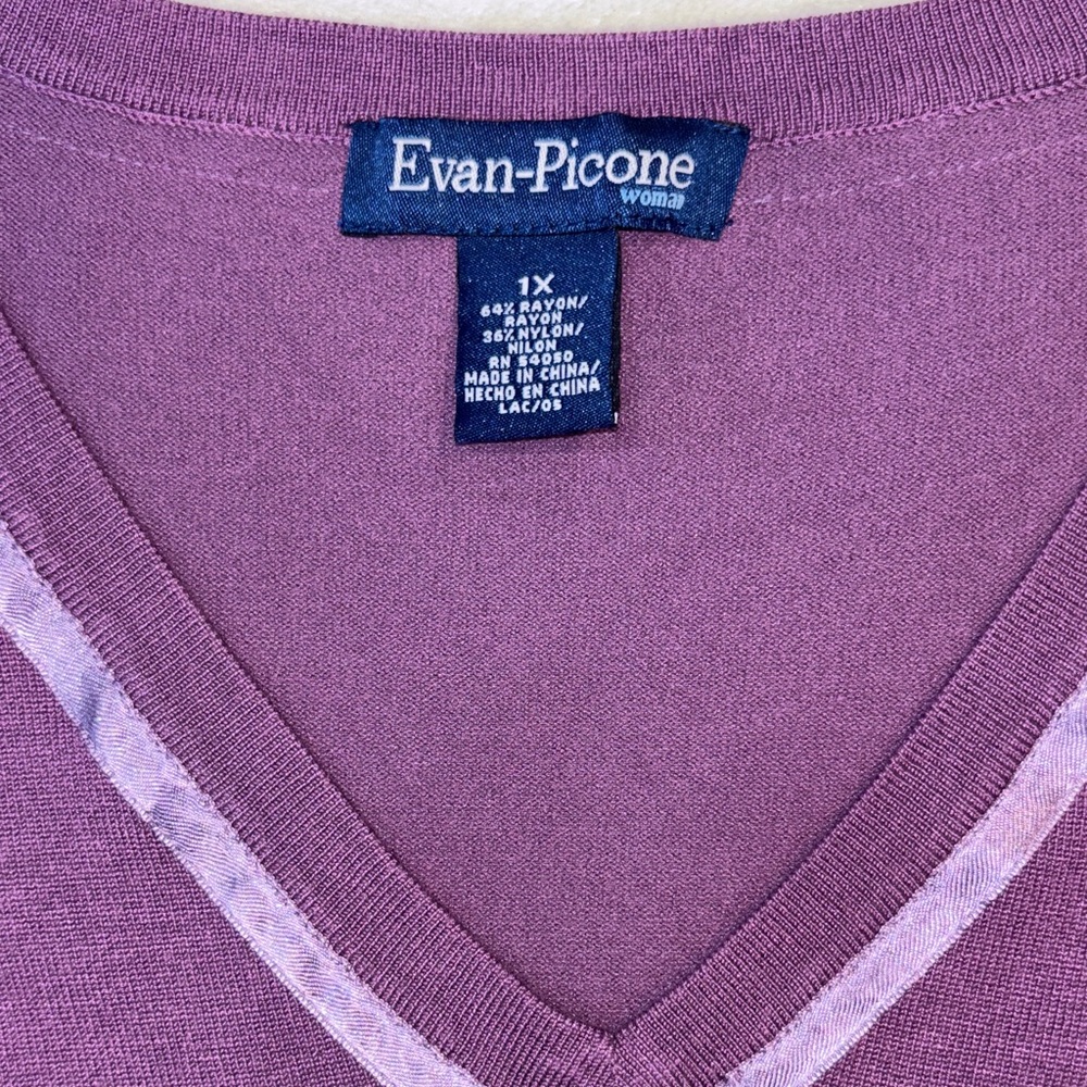 Vintage Evan Picone Purple Off-the-Shoulder Sweater - Picture 2 of 5